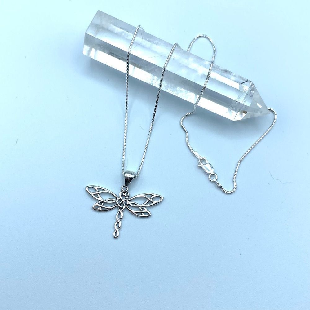 Dragonfly Sterling Silver Necklace, Spiritual